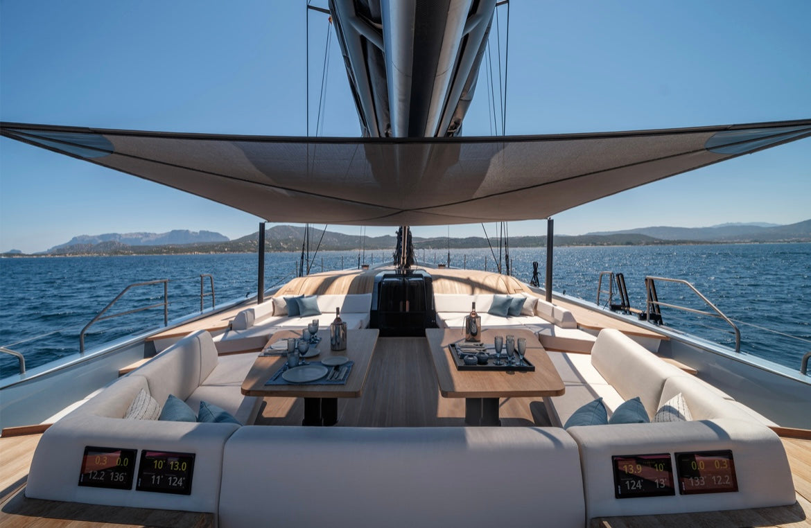 beige ceramic dinnerware set perfect for your outdoor dining on the yacht