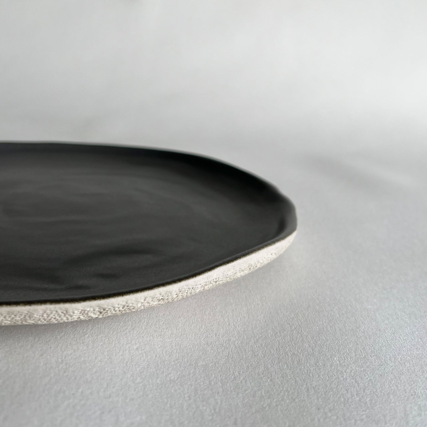 charcoal beige matte large ceramic dinner plate, handmade large plate