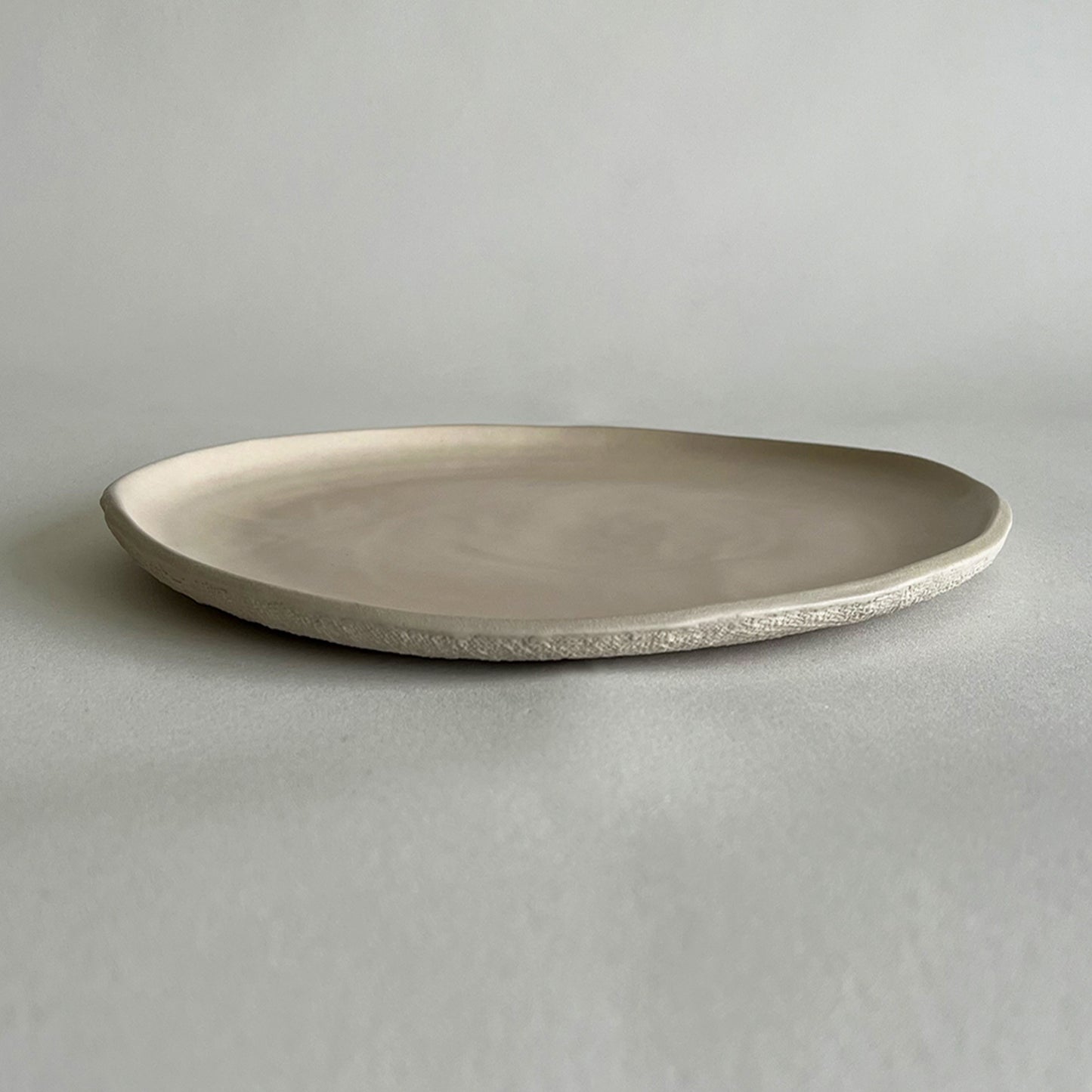 beige matte textured large handmade ceramic dinner plate, japandi dinner set, organic dinner set, stoneware plate