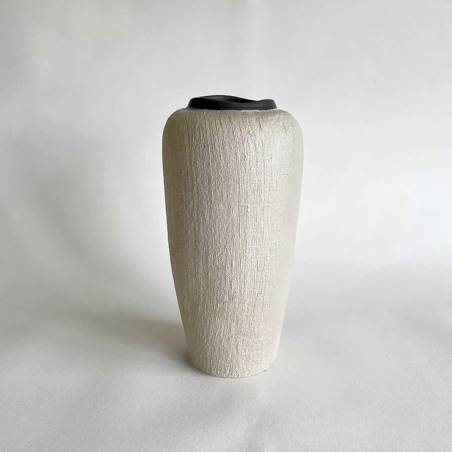 tall beige black matte textured handmade ceramic vase, modern contemporary vase, wabi sabi vase, japandi style vase
