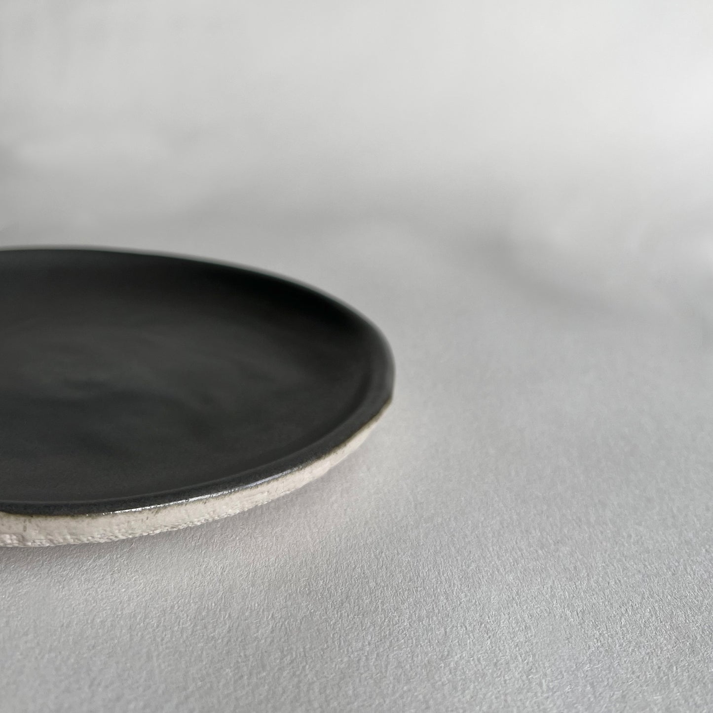 charcoal beige matte textured ceramic dessert plate, starter plate