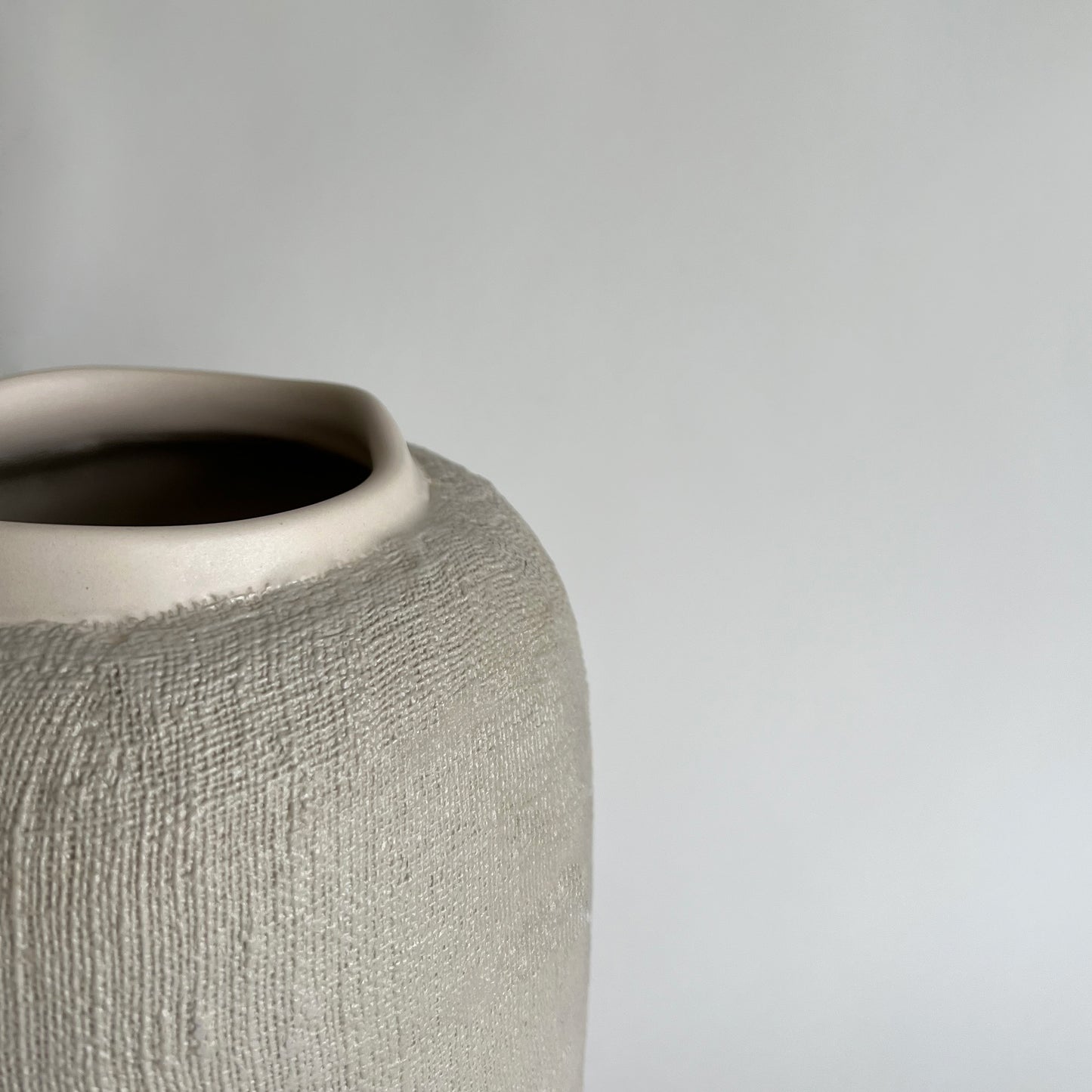 organically shaped handmade ceramic vase, tall beige ceramic vase, rustic stoneware vase, large sculptural vase