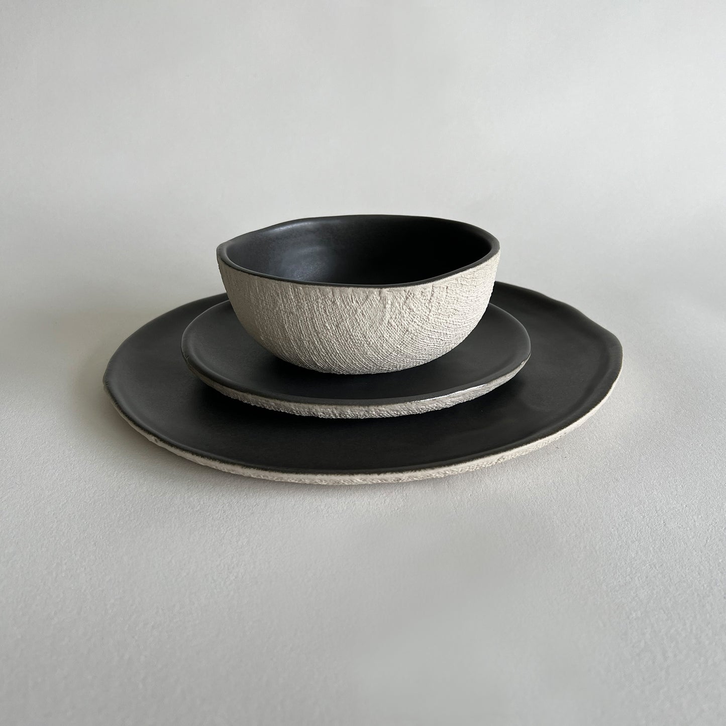 beige charcoal ceramic large plate small plate bowl