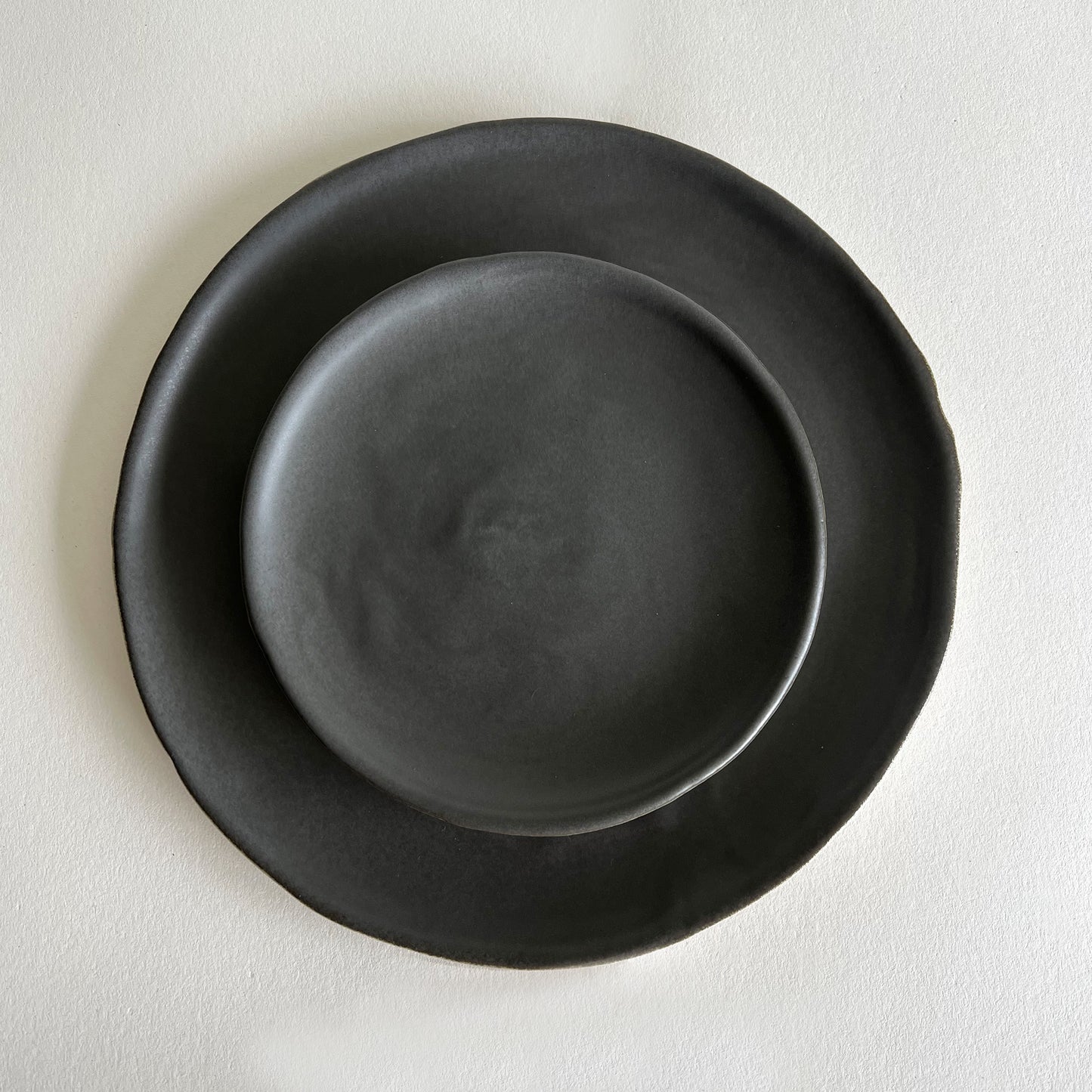 charcoal ceramic large plate, small plate, set of 2 plates