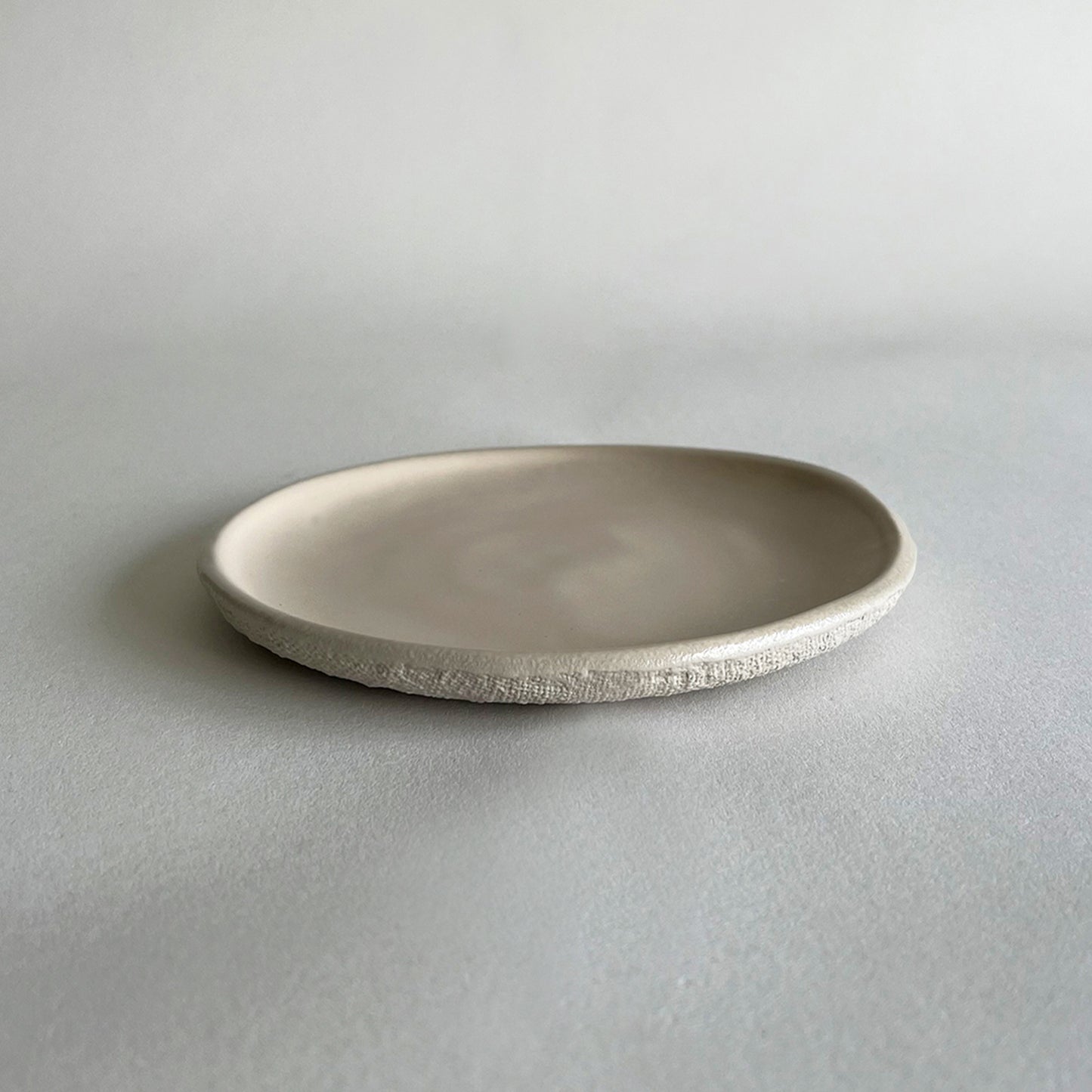 beige matte handmade ceramic small starter plate, dessert plate, bread and butter plate