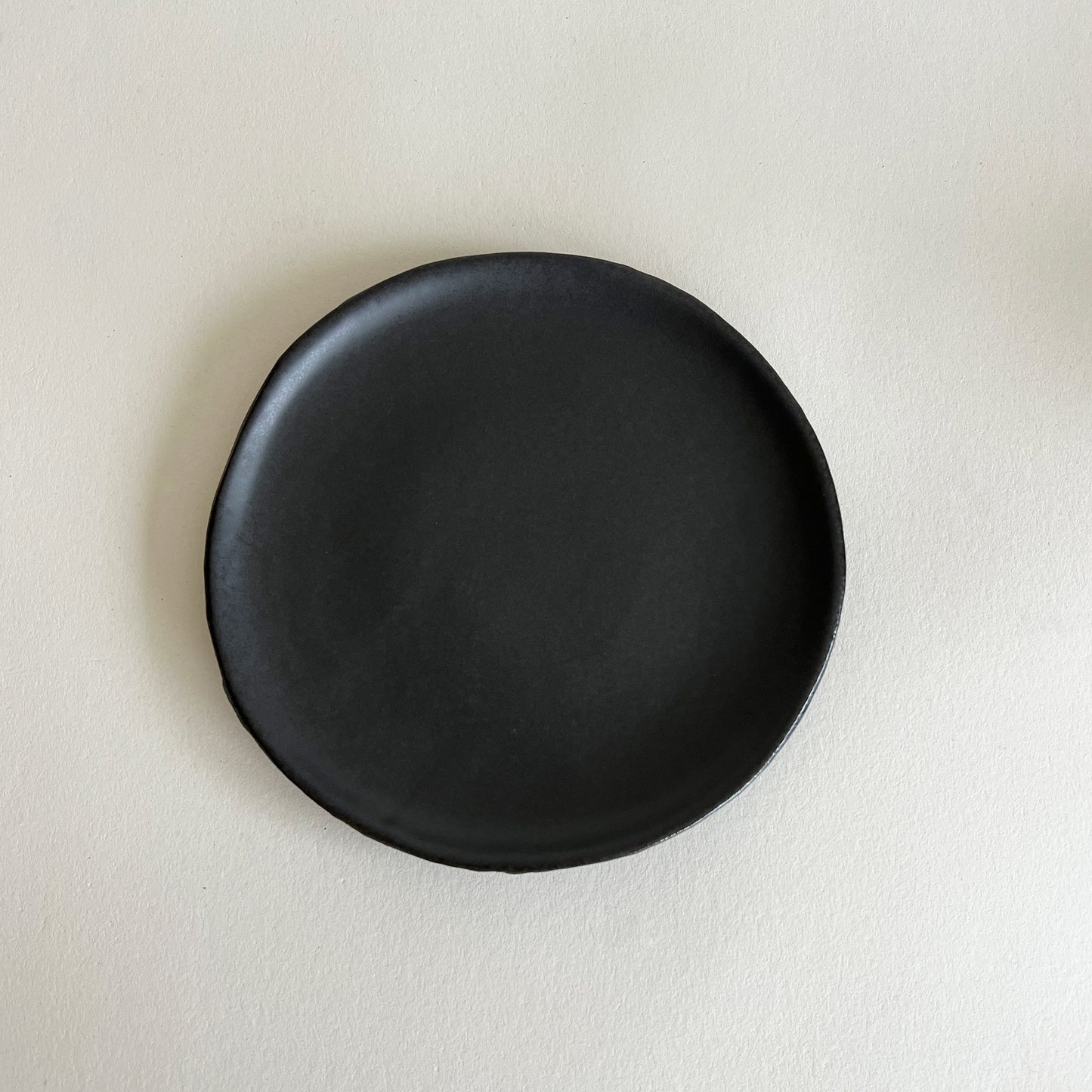 black matte small handmade ceramic appetizer plate, black starter plate