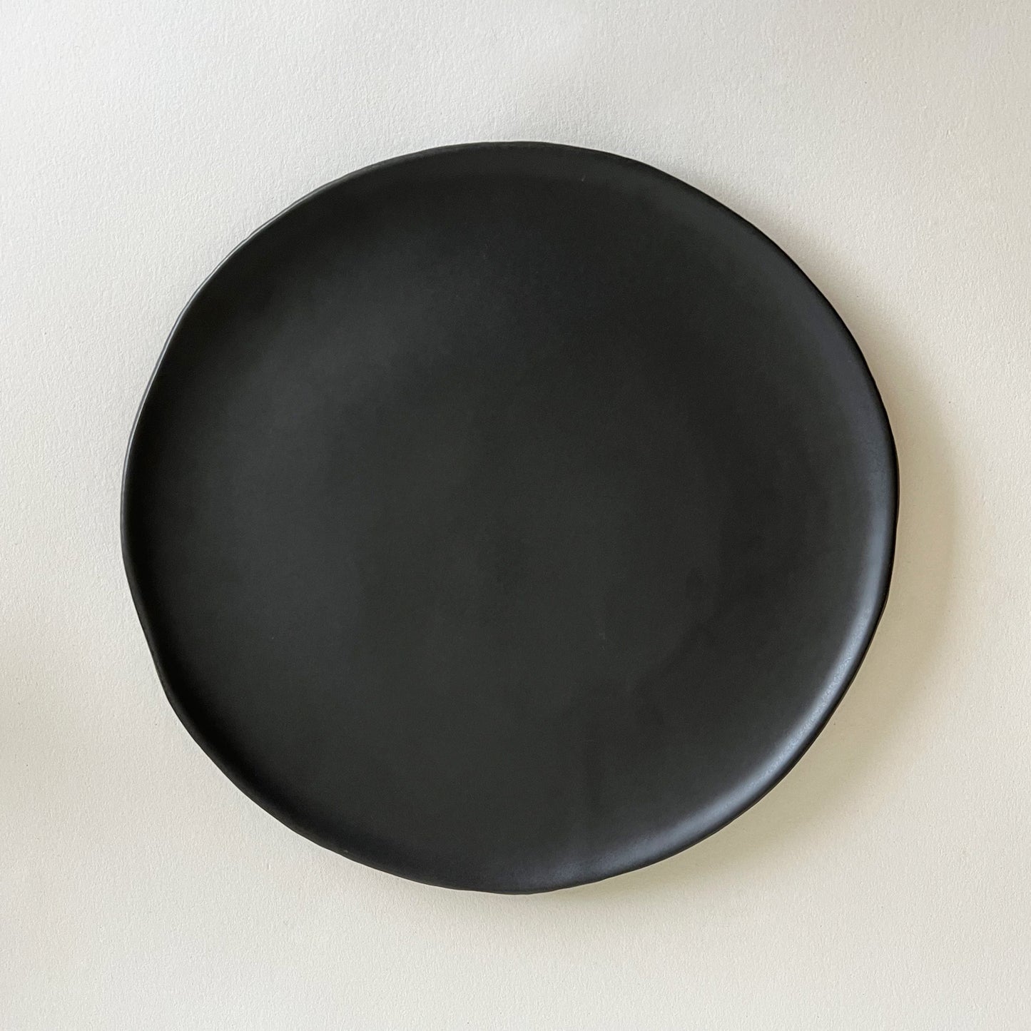 black matte large handmade ceramic dinner plate, large organic plate, dinnerware set