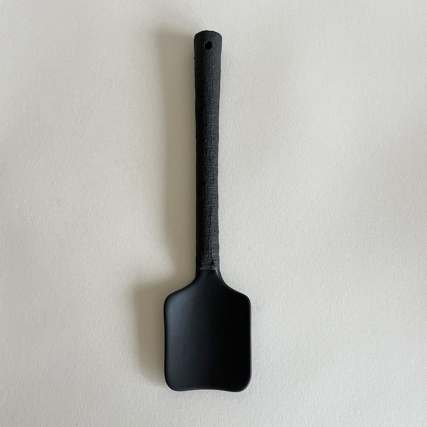 black large handmade ceramic serving spoon, salad servers, large stoneware spoon, textured spoon