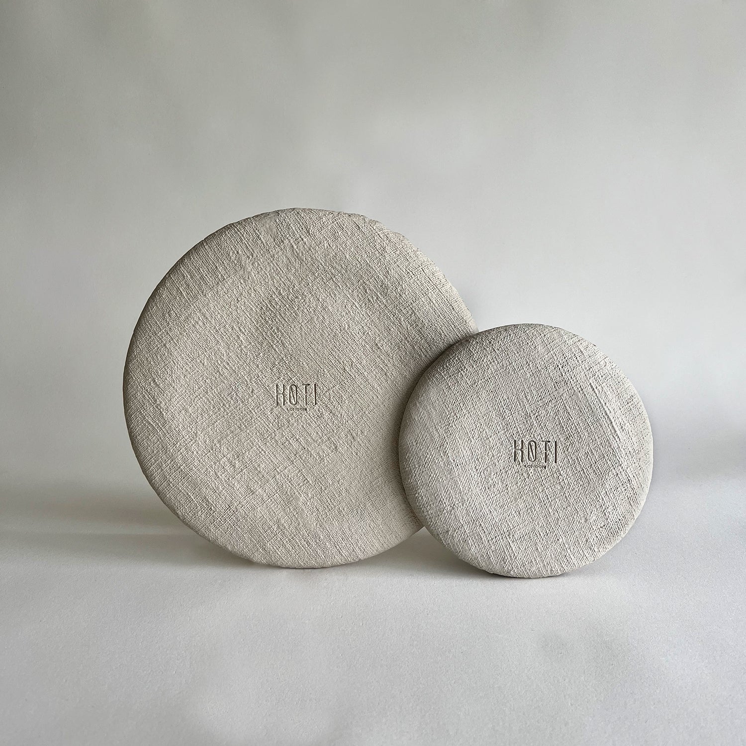 beige textured handmade ceramic set of plates, dinnerware set