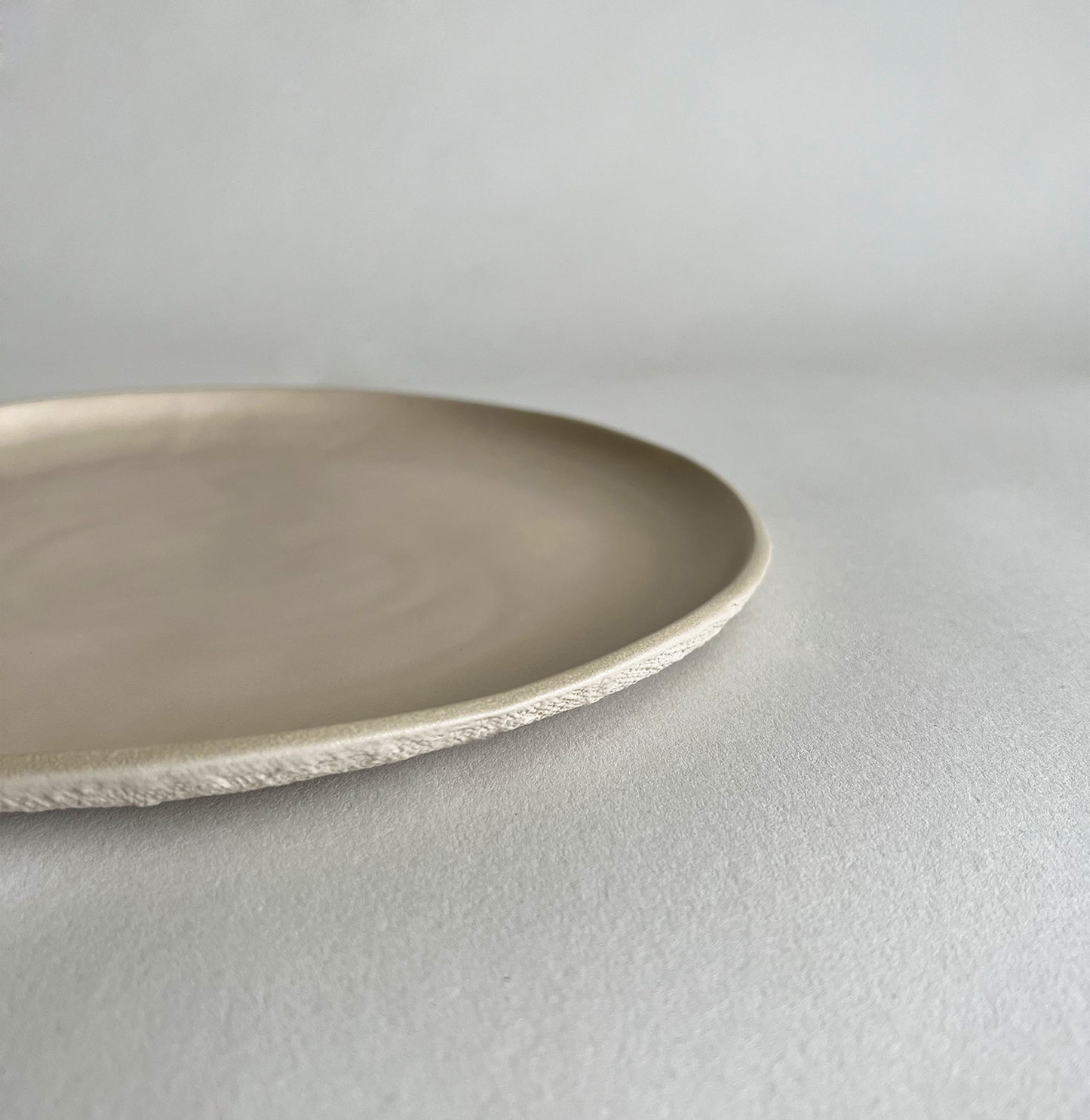 large ceramic dinner plate, beige handmade large plate, organic dinner plate, textured matte dinner plate
