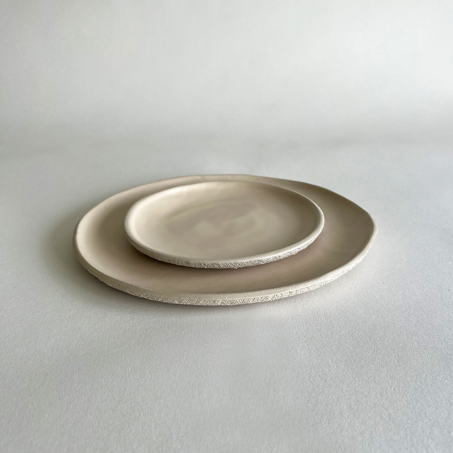 beige matte handcrafted ceramic table ware set of plates, dinner plate, large plate, dessert plate, starter plate, appetizer plate