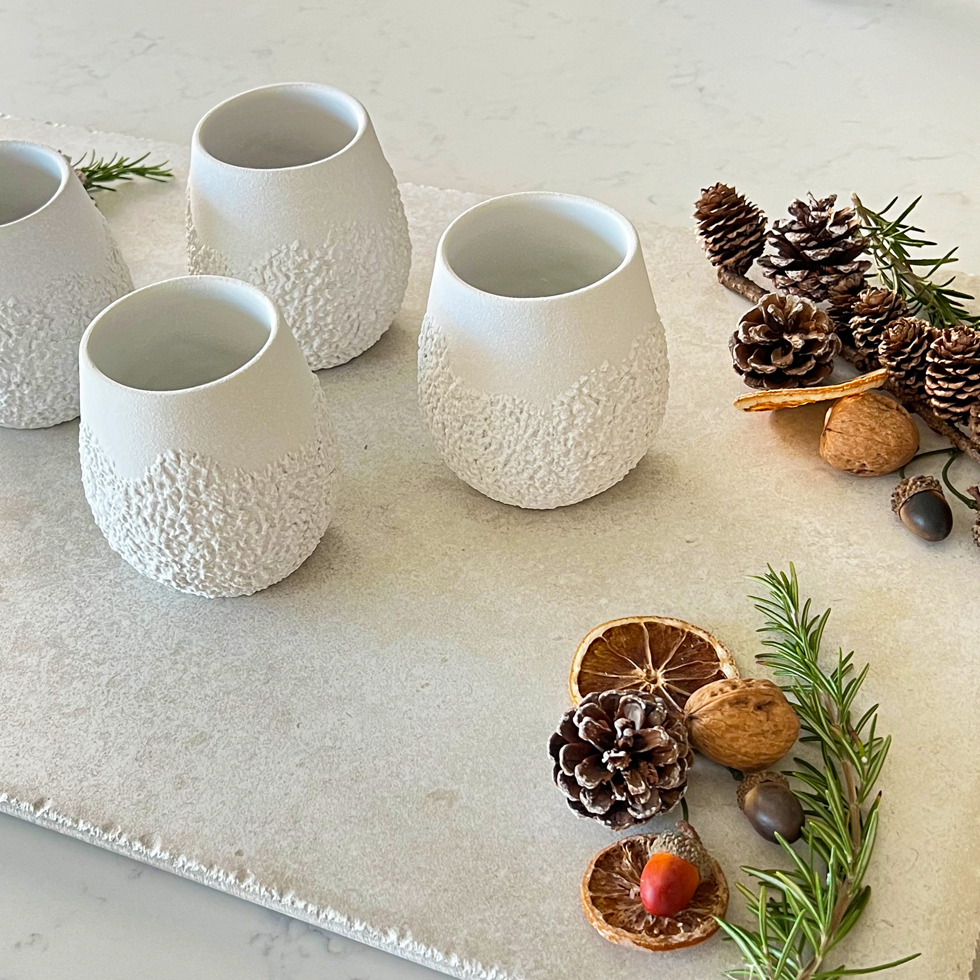 matte white handmade ceramic cup set