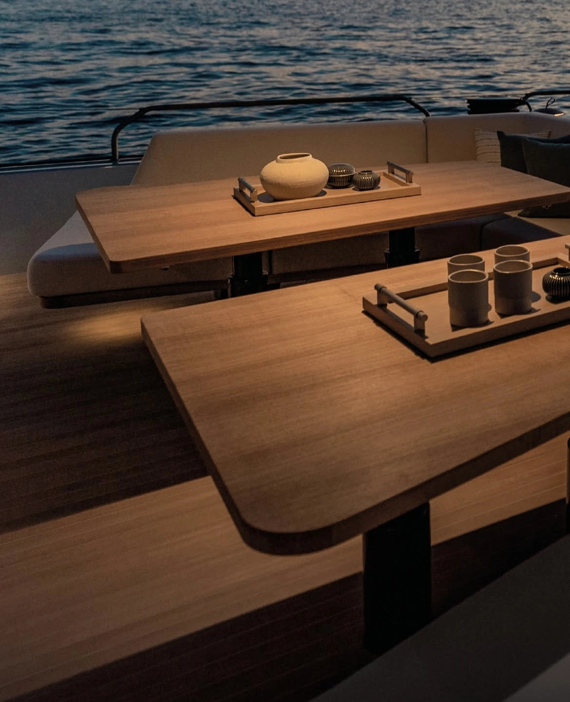 yacht interior design showcasing ceramic vase