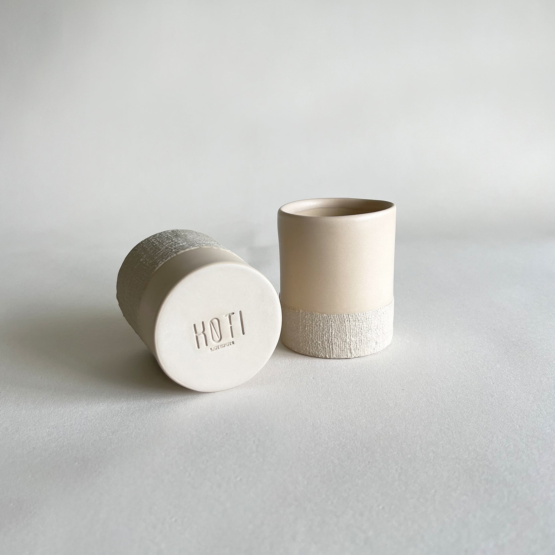 set of beige matte handmade ceramic cups, stoneware mugs, rustic cups, coffee cups