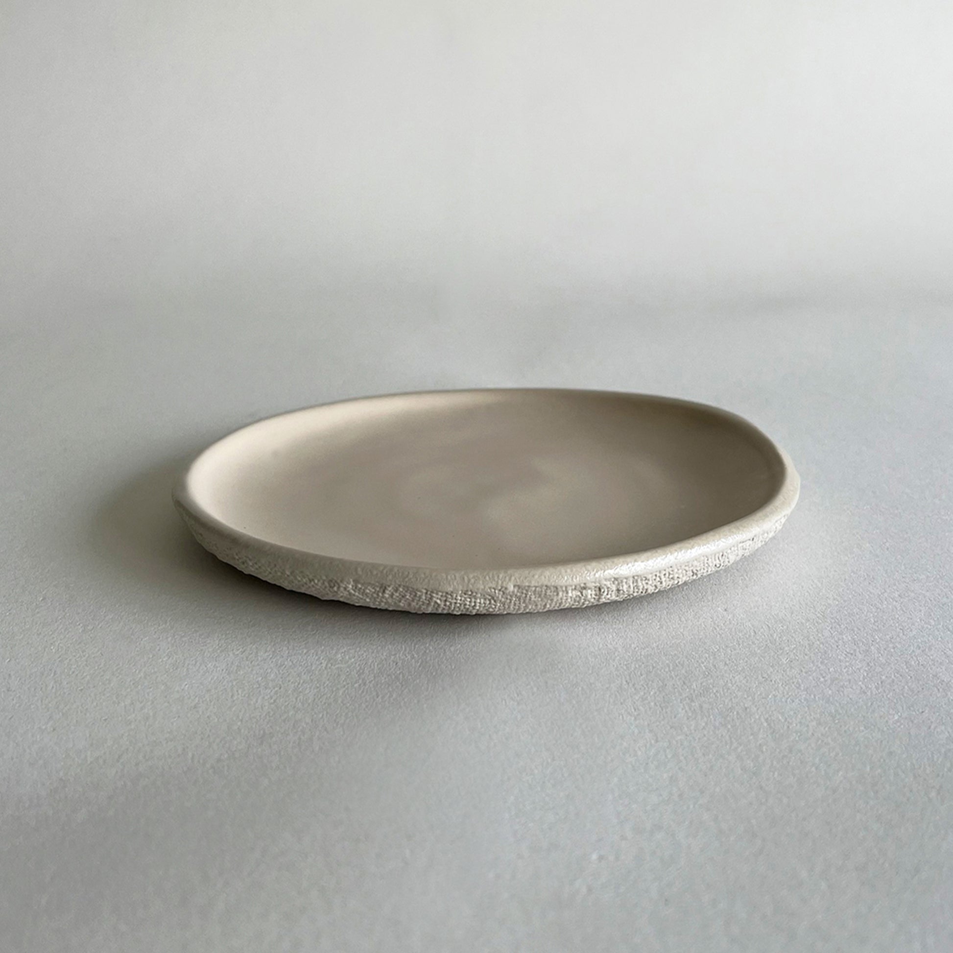 beige matte handmade ceramic small starter plate, dessert plate, bread and butter plate
