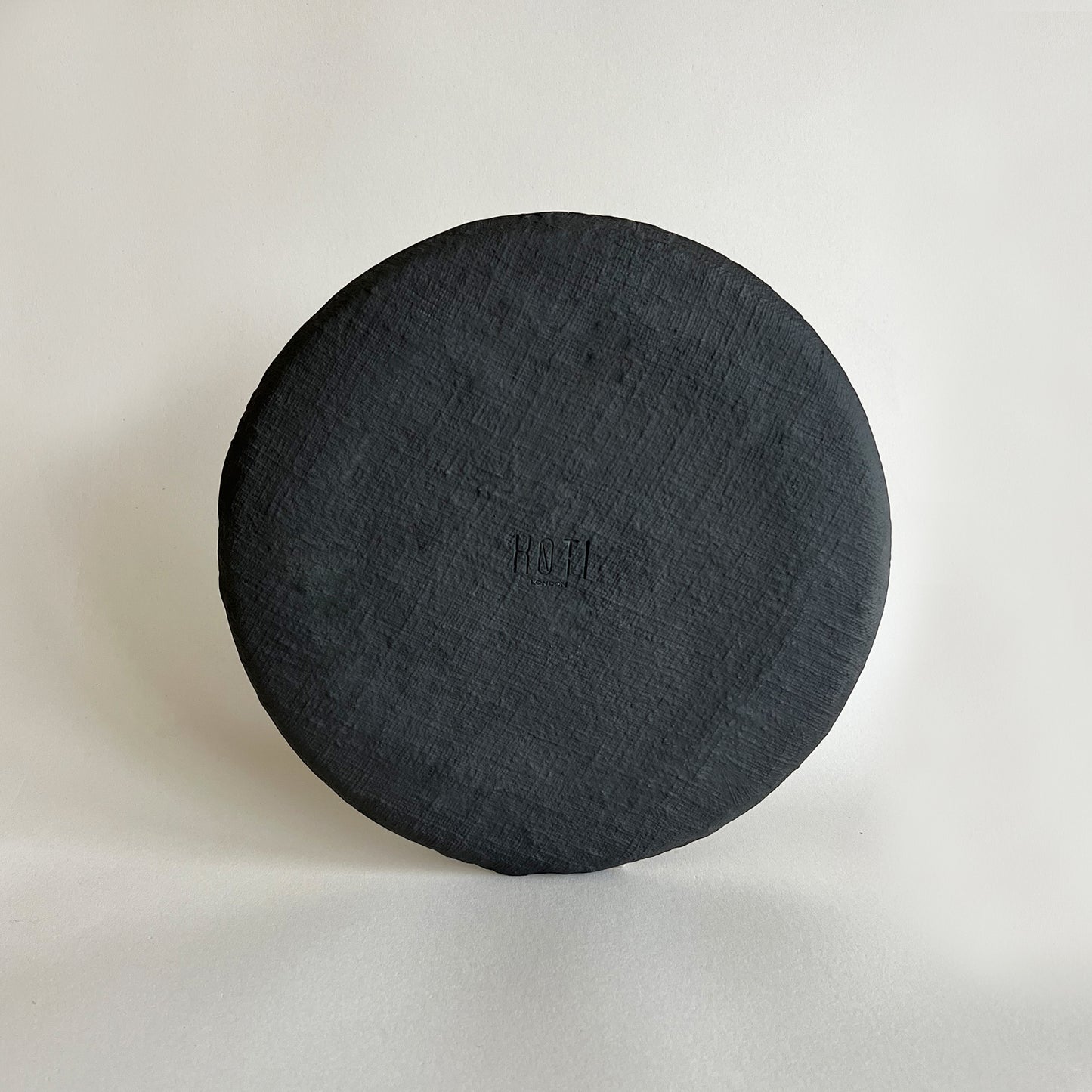 black matte large textured handmade ceramic dinner plate, large organic dinner plate