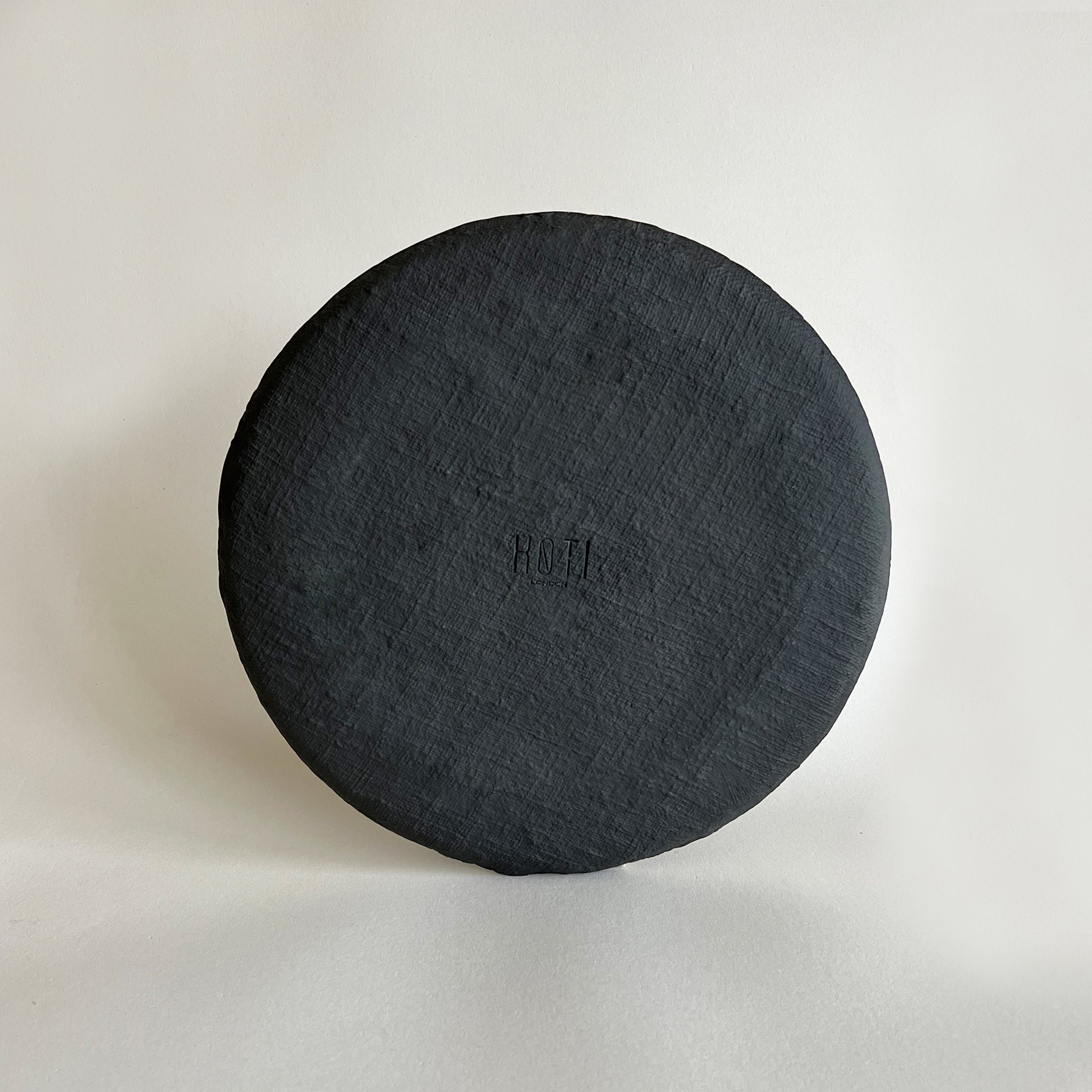 black matte large textured handmade ceramic dinner plate, large organic dinner plate